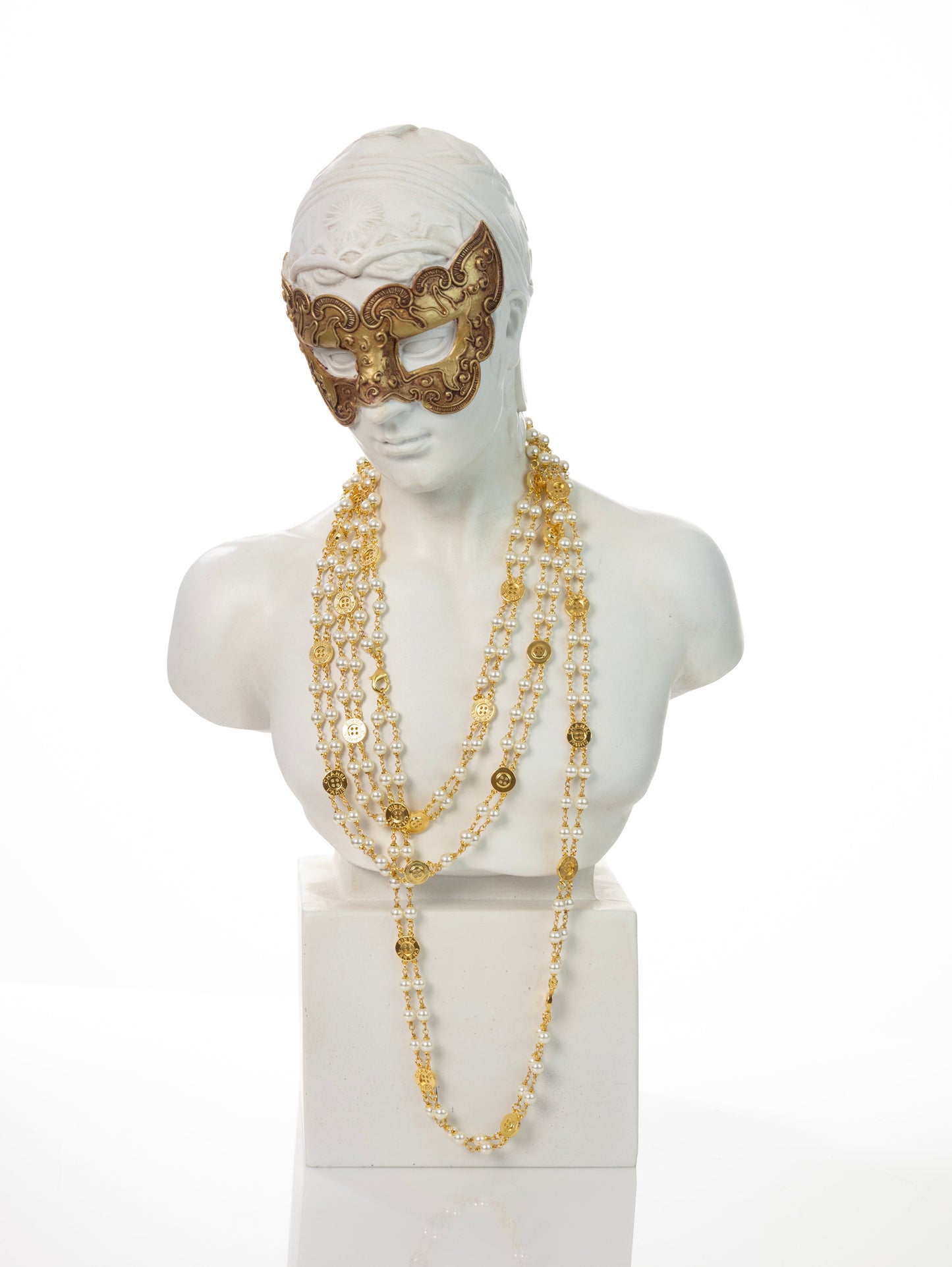 CHANEL Halskette Perlen Gold 2-reihig Perlenkette