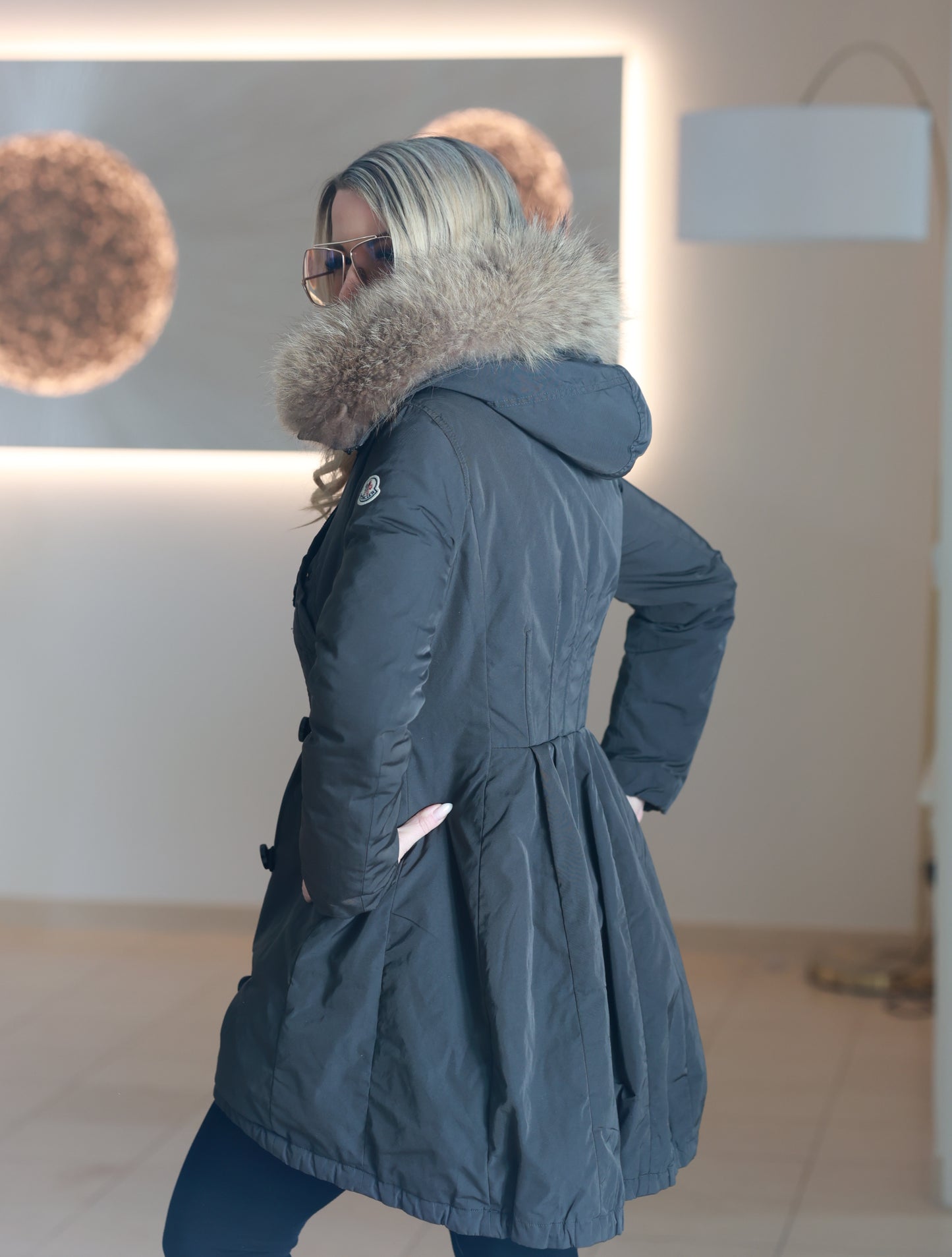 Moncler Arriette Daunenmantel khaki Größe 3 - entspr. Gr. 40/42 bzw. M/L