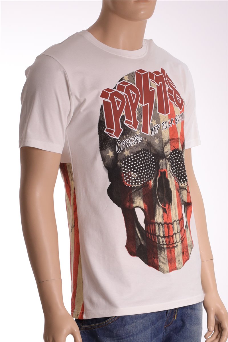 PHILIPP PLEIN T-Shirt Shirt weiss Gr. L Hip Rock Edition SKULL