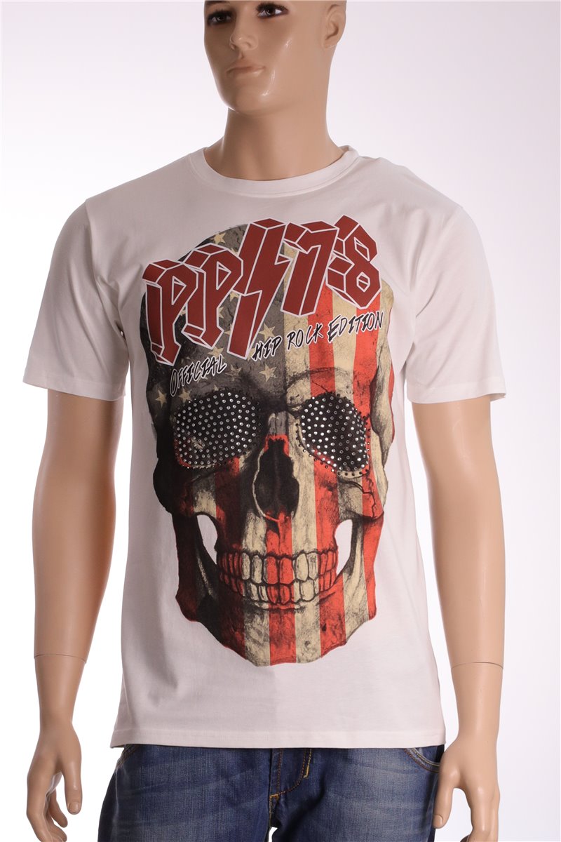 PHILIPP PLEIN T-Shirt Shirt weiss Gr. L Hip Rock Edition SKULL