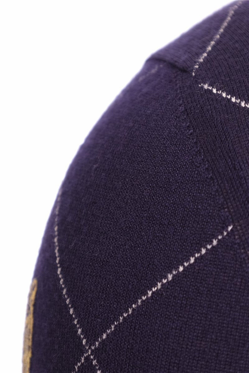GUCCI Strickjacke Wolle blau mit Muster Gr. M