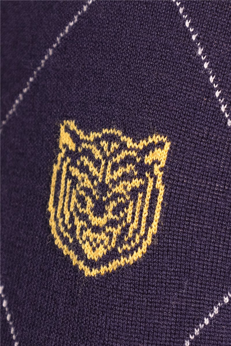 GUCCI Strickjacke Wolle blau mit Muster Gr. M