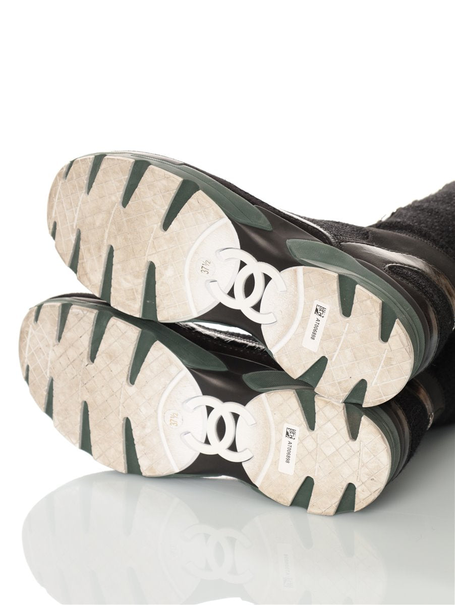 CHANEL TWEED SNEAKER BOOTS Gr. 37,5 Stiefel Highsneaker Sneakerboots G30443