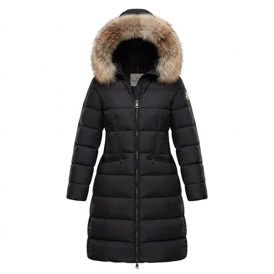 Moncler Boedic Daunenmantel mit Pelz schwarz Größe 0 - Gr. 34/36 bzw. XS/S