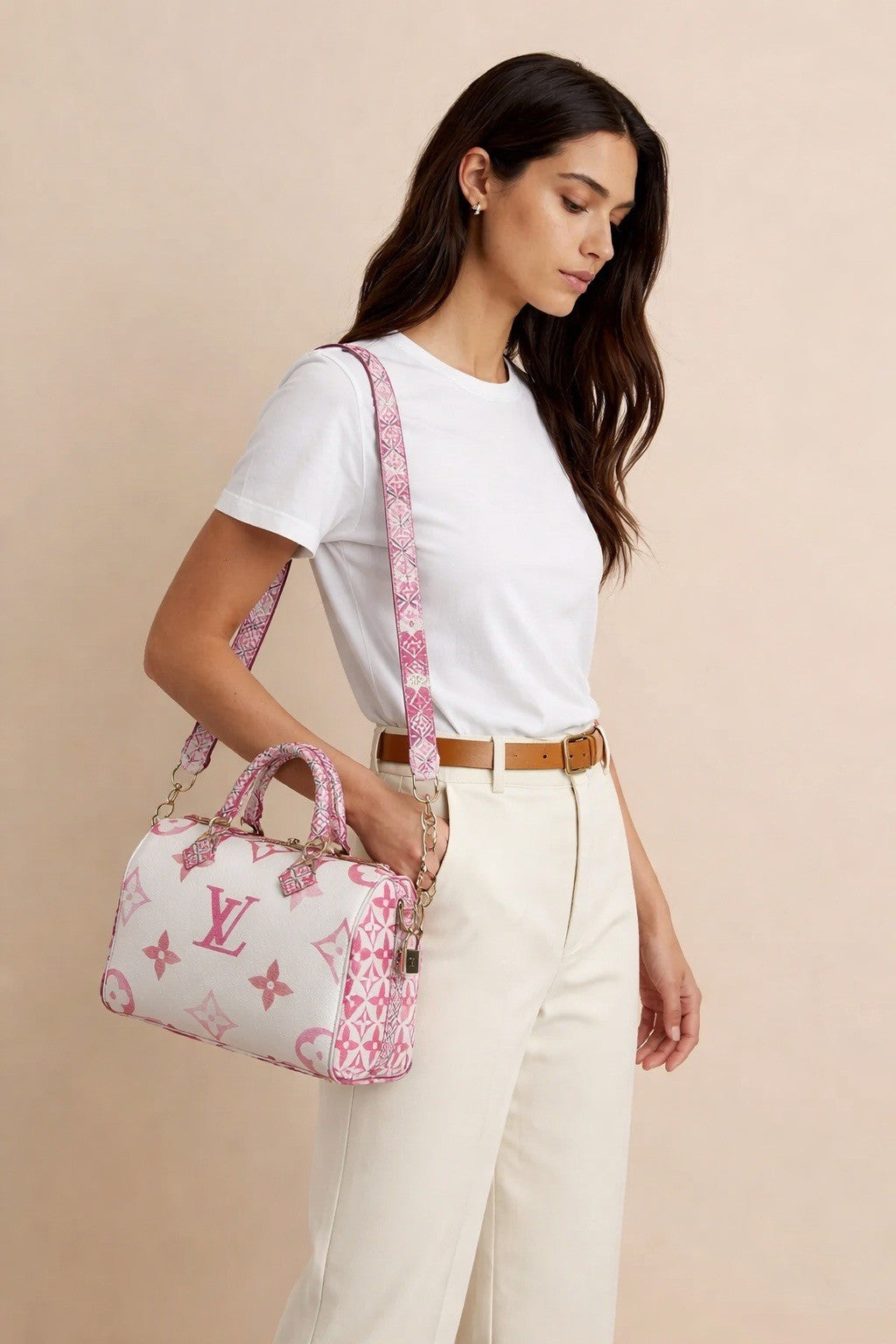 LOUIS VUITTON Speedy 25 Bandouliere Watercolor Pink