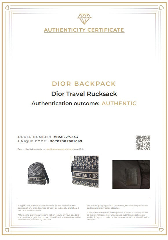 CHRISTIAN DIOR DiorTravel Rucksack Dior Oblique Jacquard in Blau