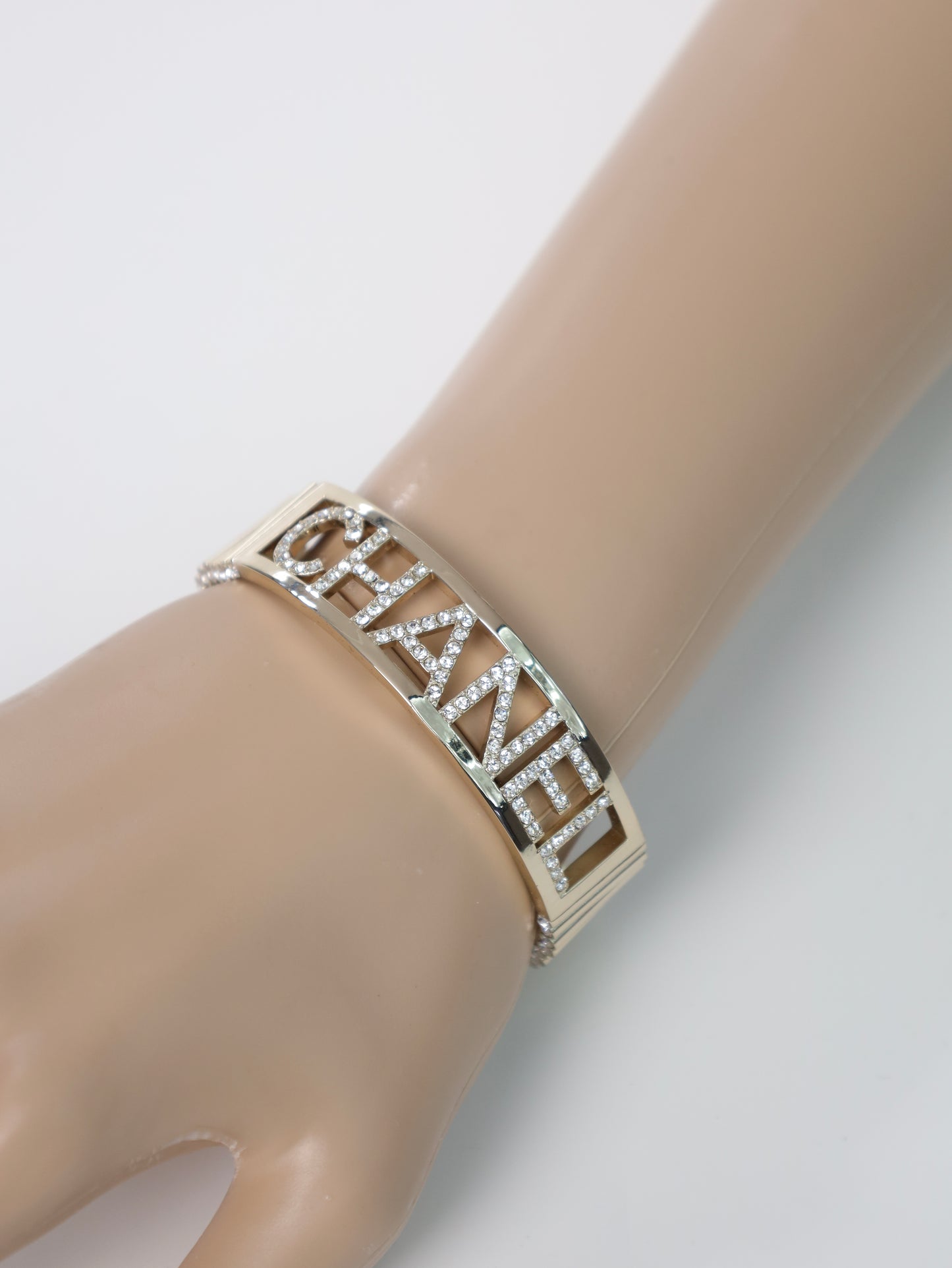 CHANEL bracelet bangles CC gold rhinestone luxury