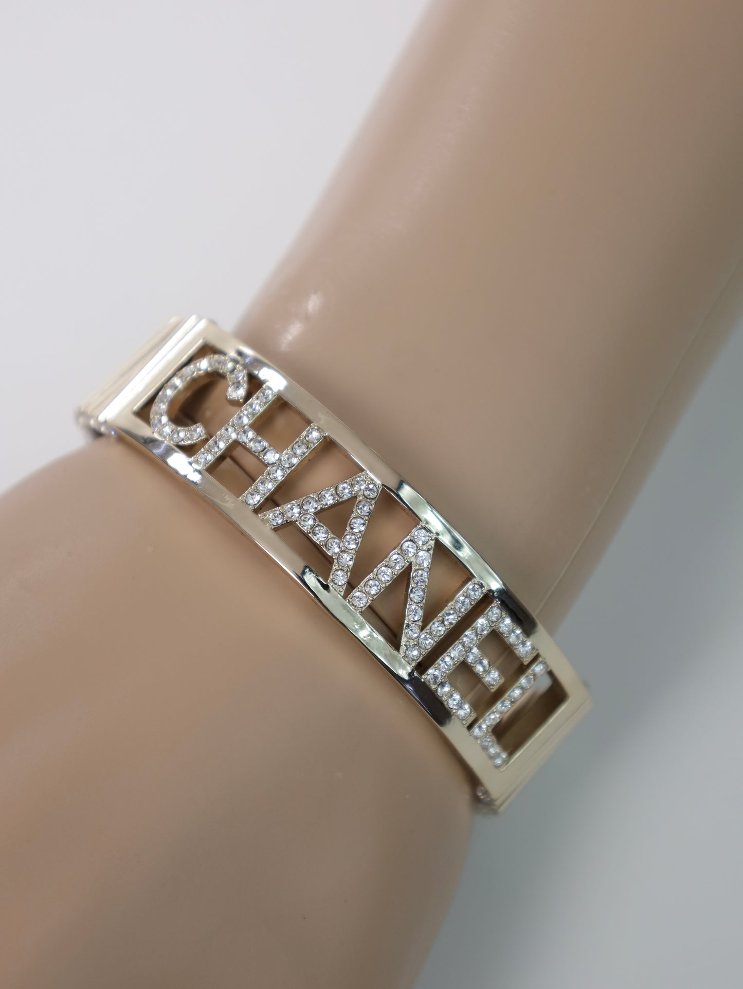 CHANEL bracelet bangles CC gold rhinestone luxury