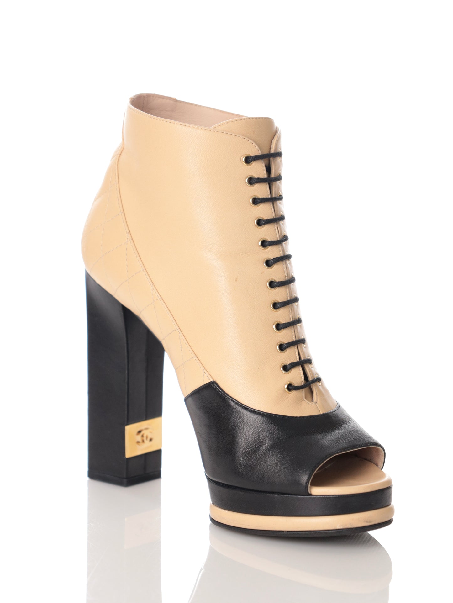 CHANEL Bottines Leder Boots Stiefeletten Gr. 40 G29606 High Heels