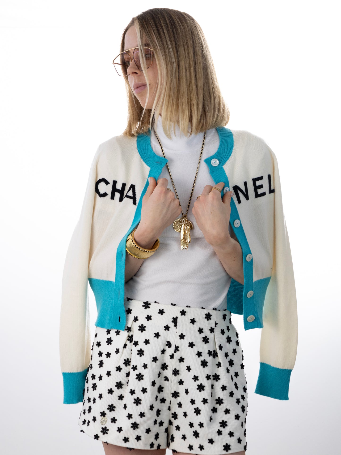 CHANEL CARDIGAN CHANEL Pullover CC Gr. 34 KARL LAGERFELD