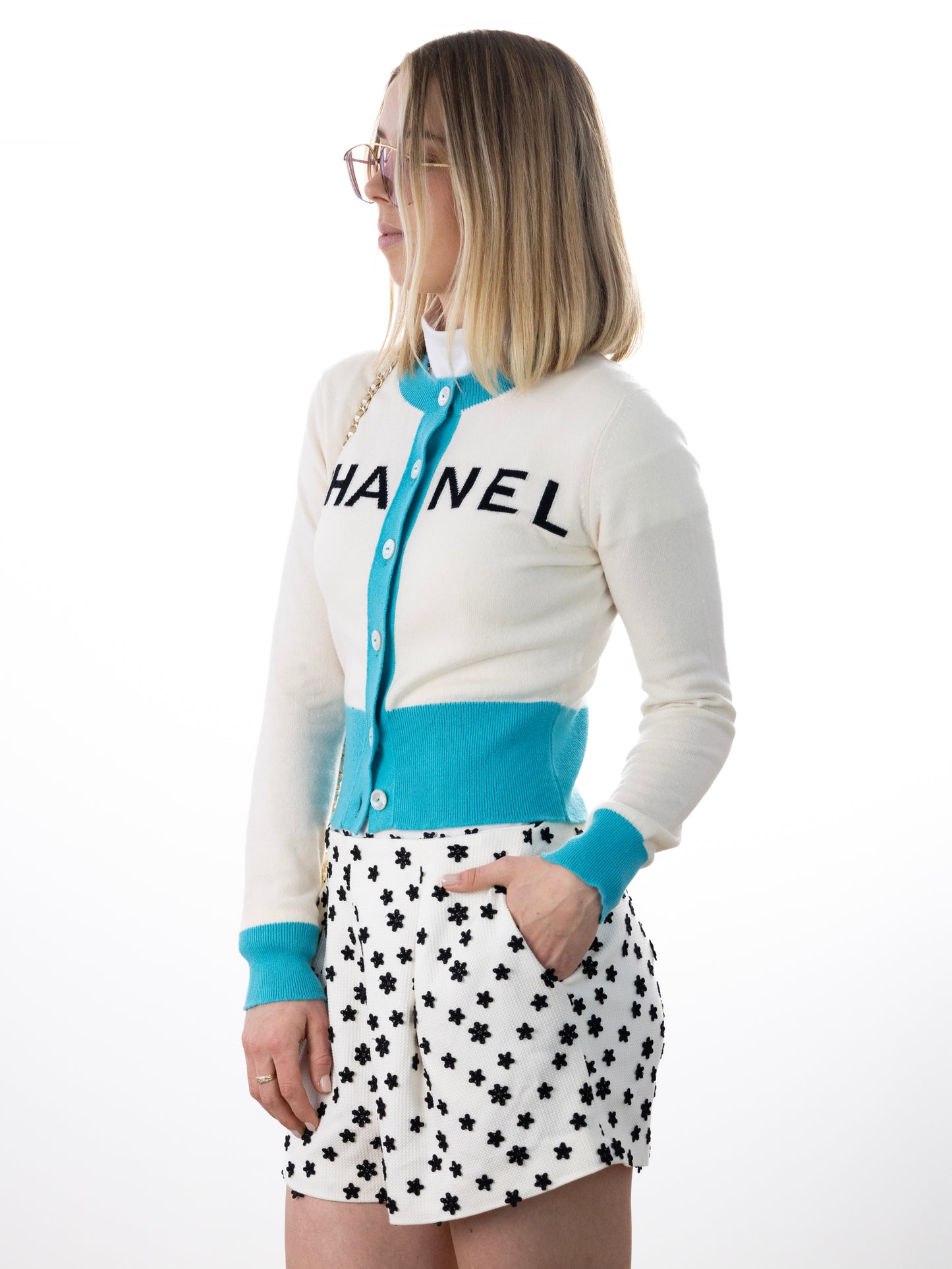CHANEL CARDIGAN CHANEL Pullover CC Gr. 34 KARL LAGERFELD
