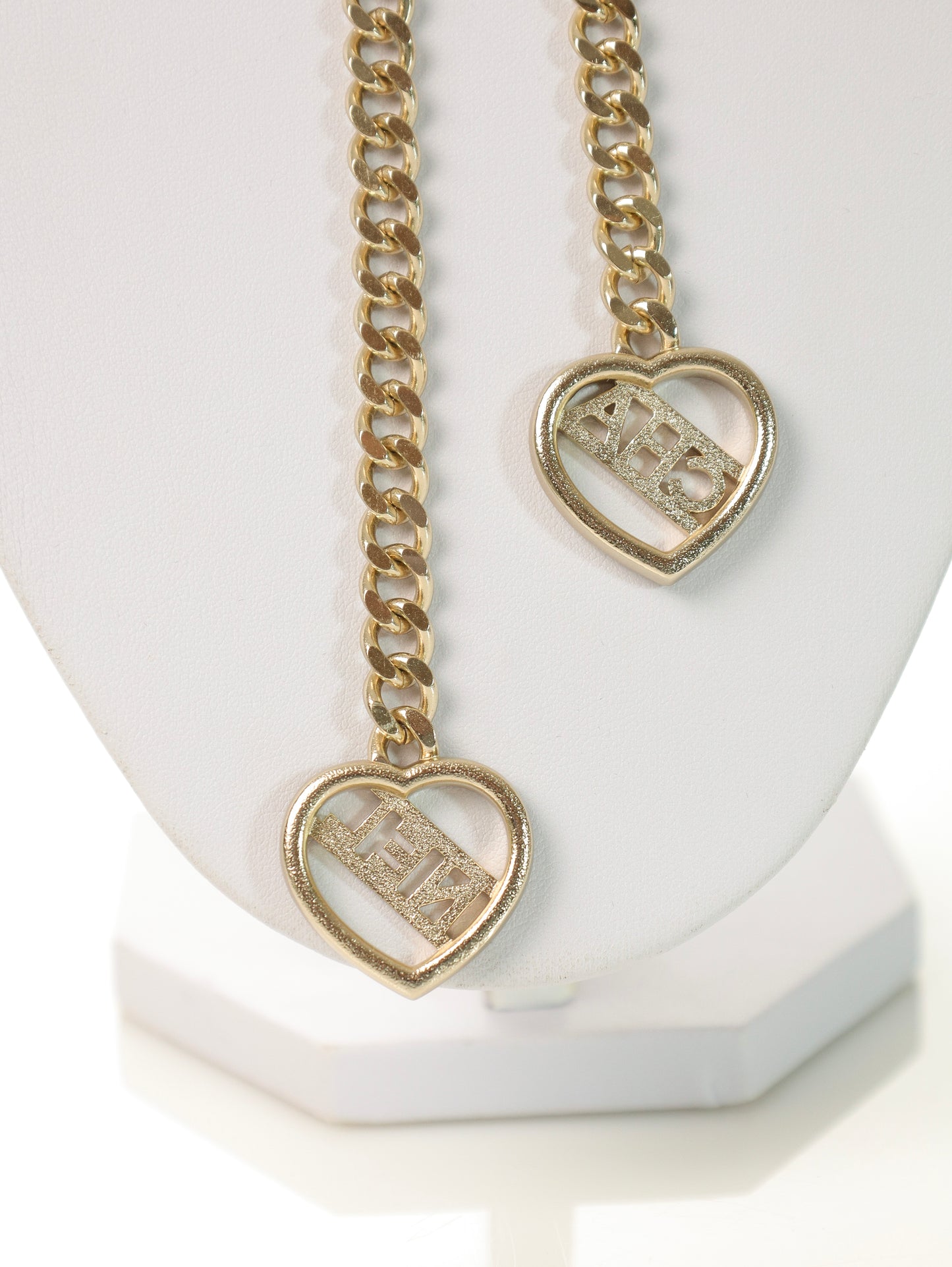 CHANEL Necklace CC Logo Rhinestone Hearts Gold CHA NEL