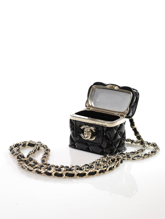 CHANEL Halskette Kette mit Handtaschen Anhänger Vanity Bag