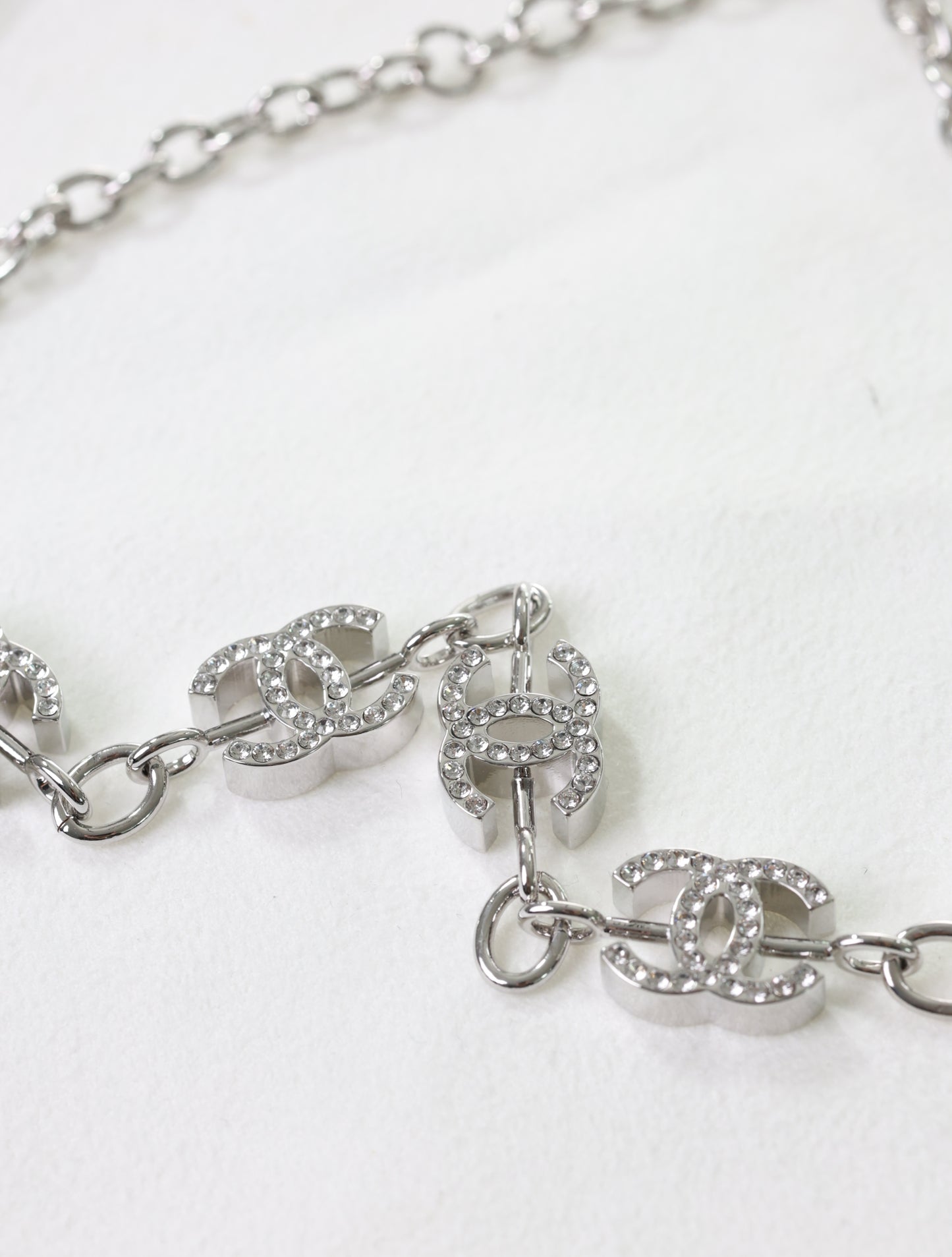 CHANEL Kette CC Halskette Silber Strass