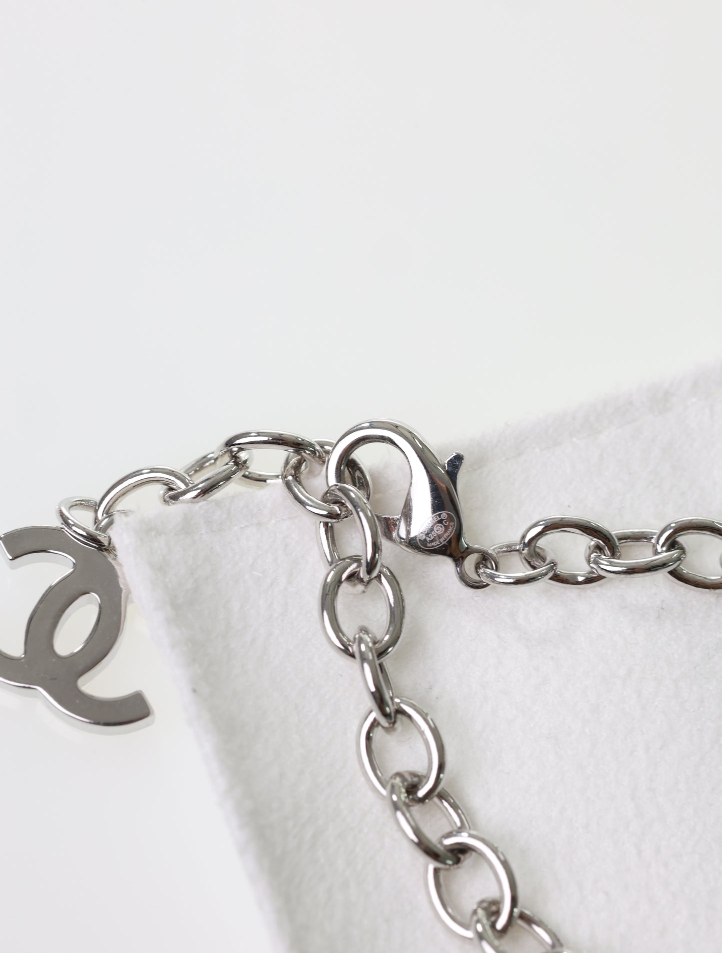 CHANEL Kette CC Halskette Silber Strass