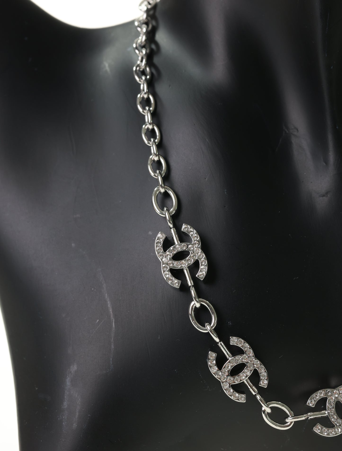 CHANEL Kette CC Halskette Silber Strass