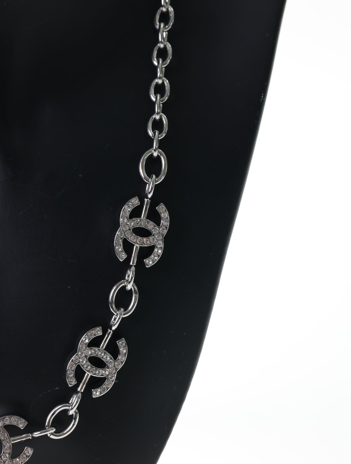 CHANEL Kette CC Halskette Silber Strass