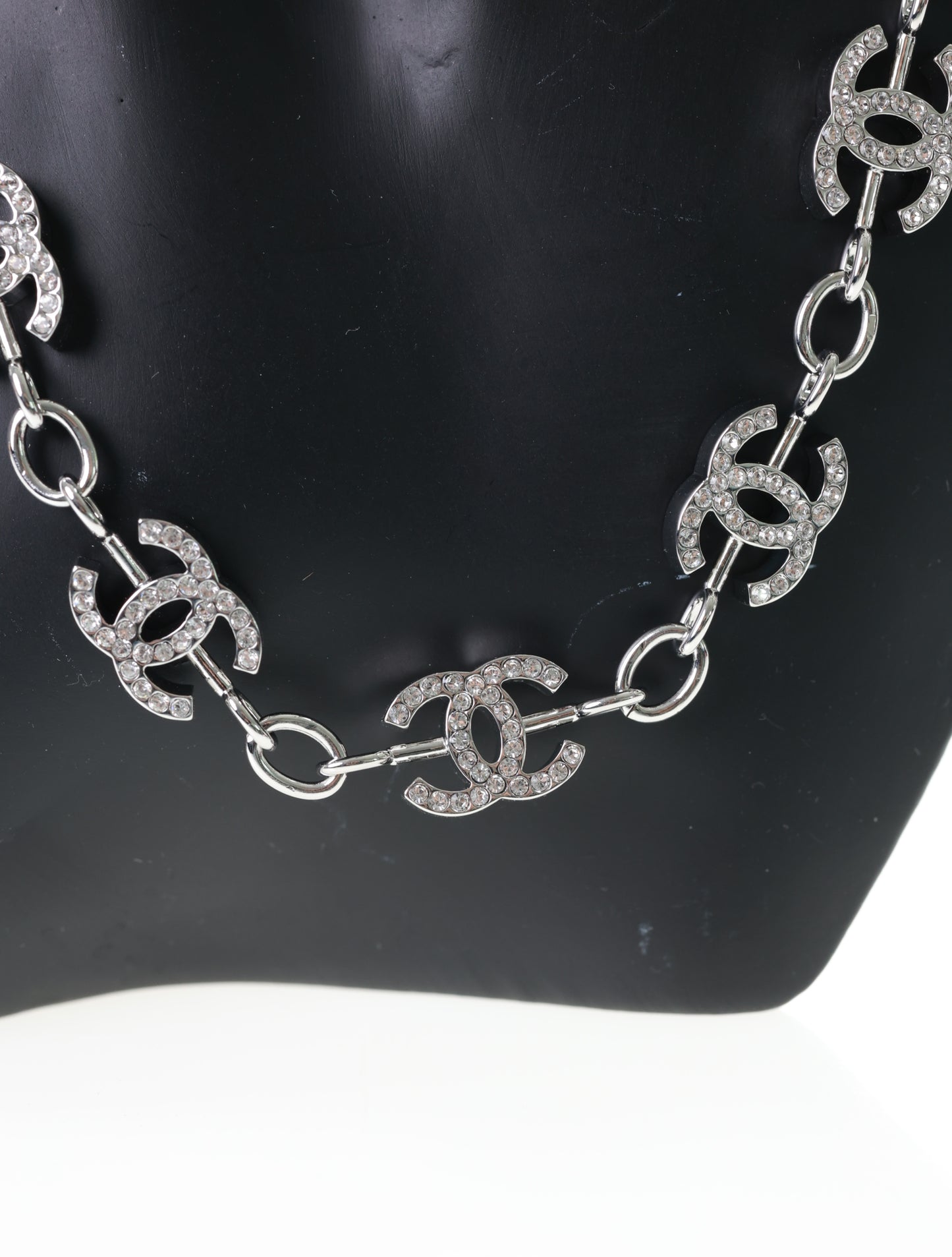 CHANEL Kette CC Halskette Silber Strass