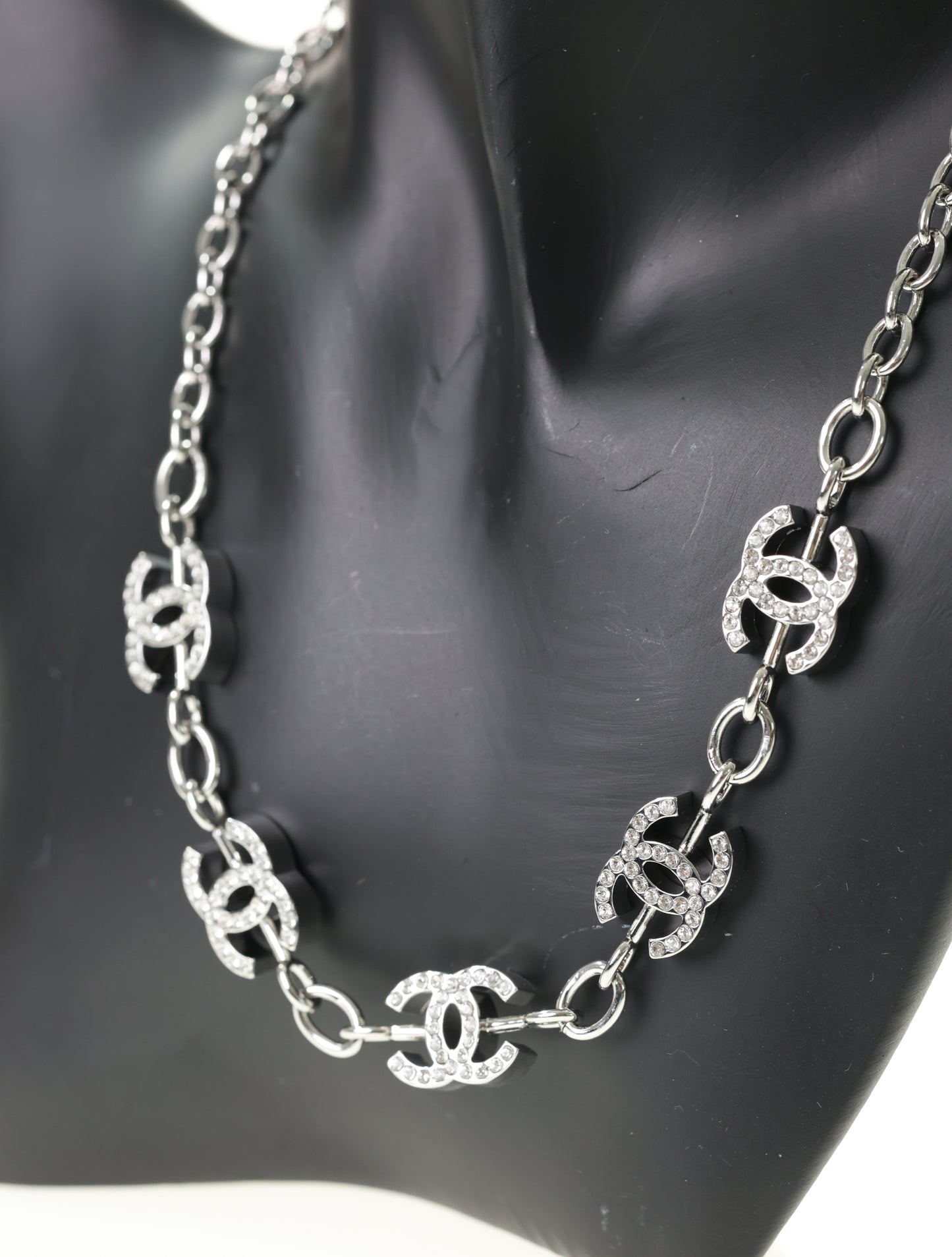 CHANEL Kette CC Halskette Silber Strass