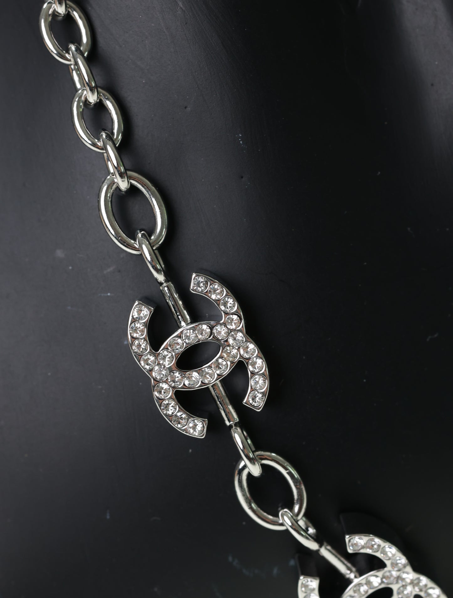 CHANEL Kette CC Halskette Silber Strass