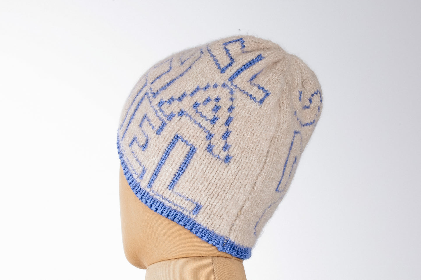 Cappello e guanti/polsini CHANEL in lana cashmere beige/blu