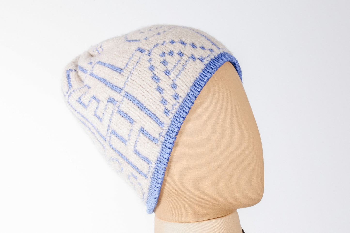 Cappello e guanti/polsini CHANEL in lana cashmere beige/blu