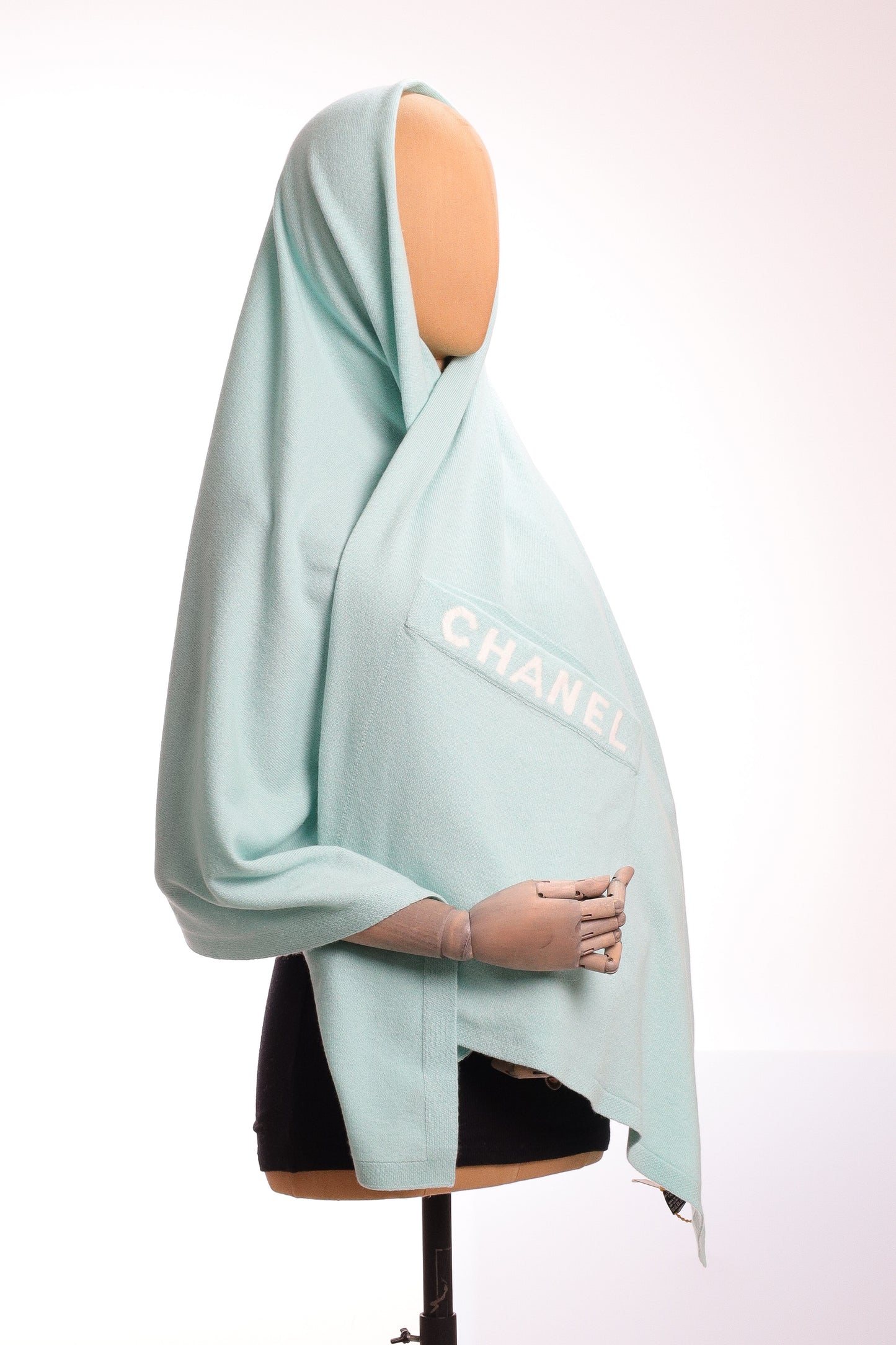 CHANEL scarf cashmere mint green XXL