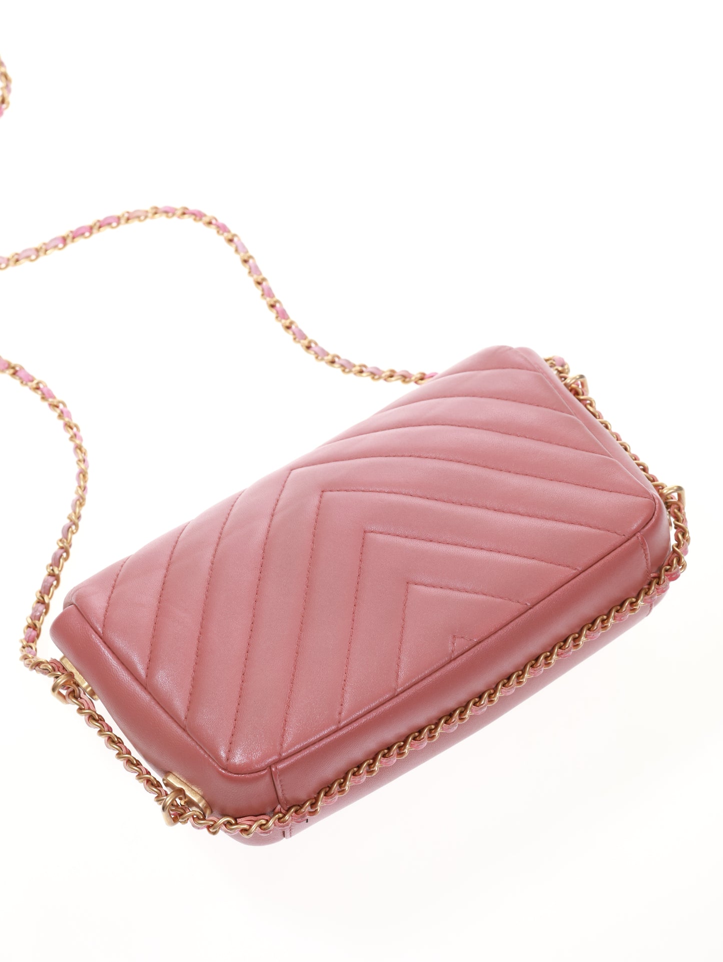 CHANEL Timeless Mini Rectangular Chevron Lambskin Chain Around Flap crossbody bag