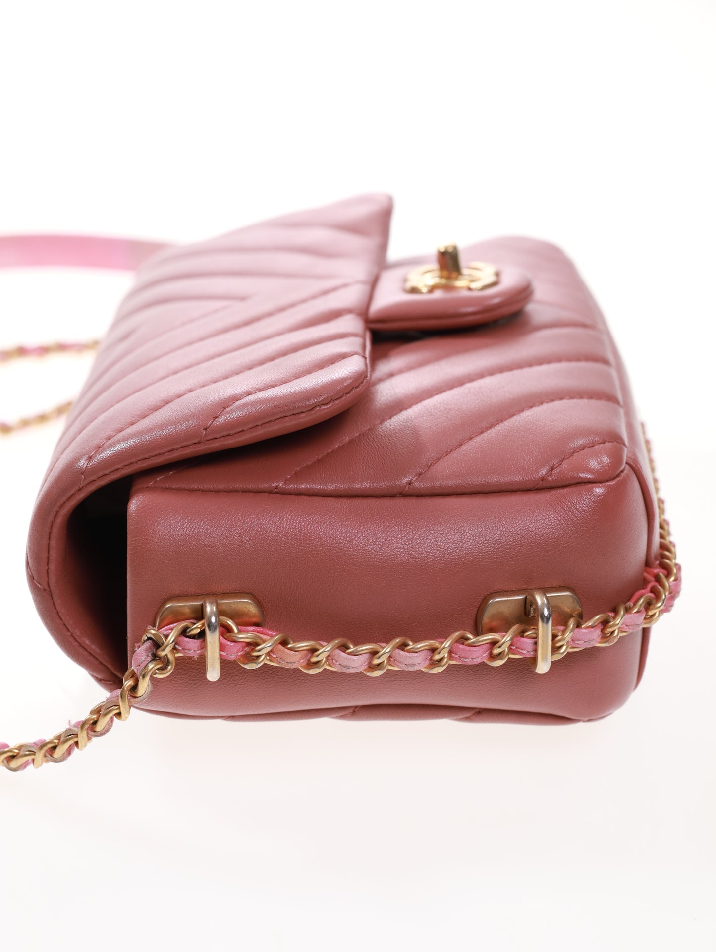 CHANEL Timeless Mini Rectangular Chevron Lambskin Chain Around Flap crossbody bag