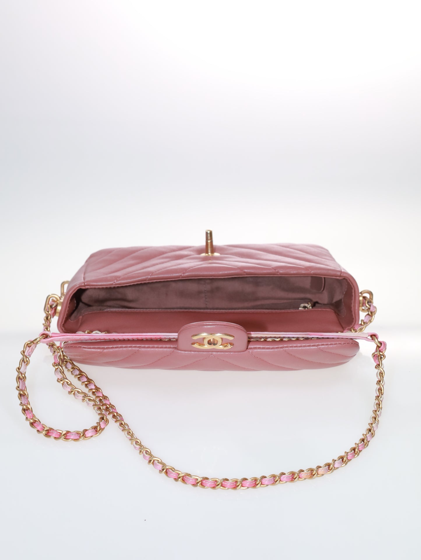 CHANEL Timeless Mini Rectangular Chevron Lambskin Chain Around Flap crossbody bag