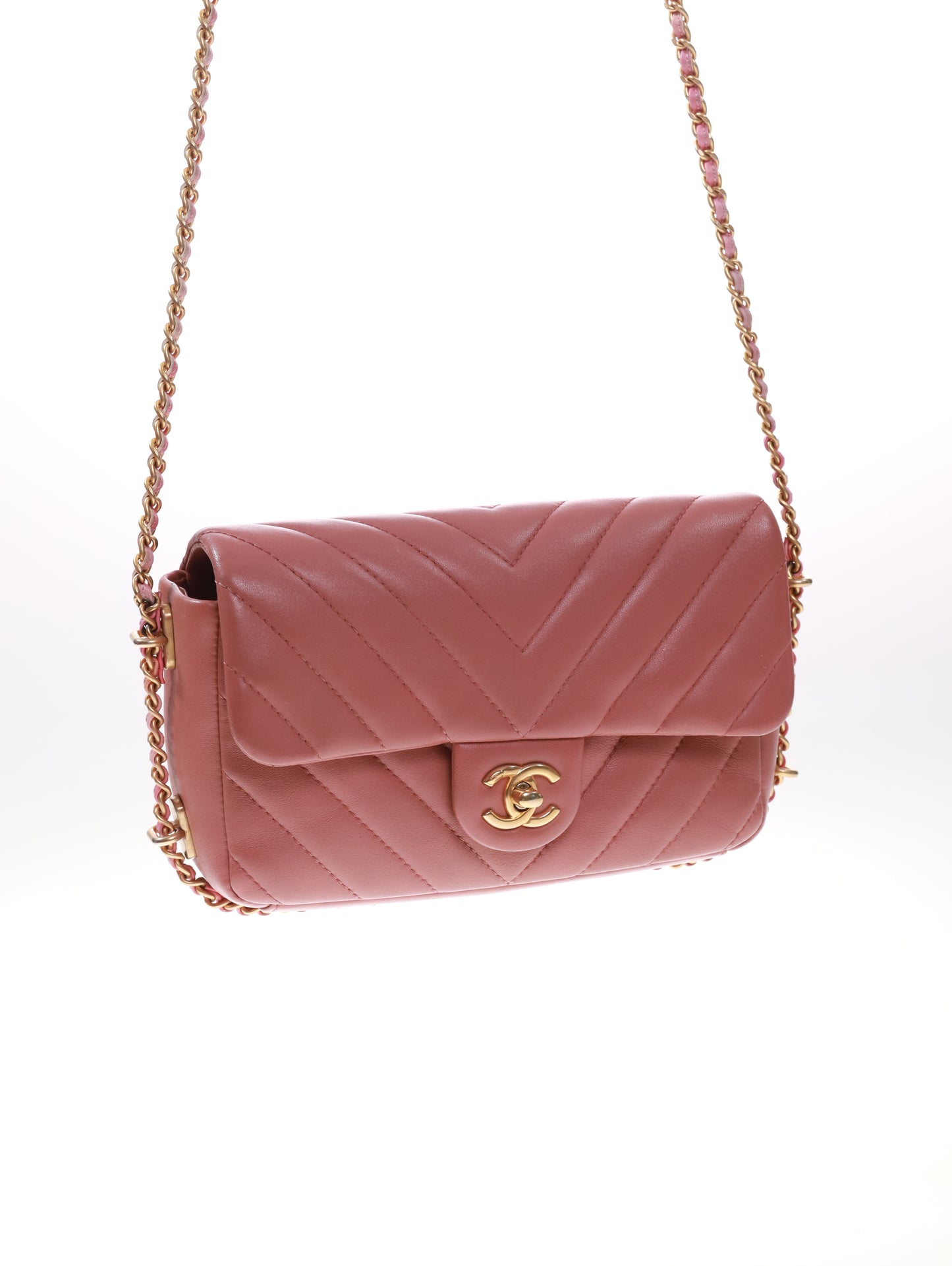 CHANEL Timeless Mini Rectangular Chevron Lambskin Chain Around Flap crossbody bag