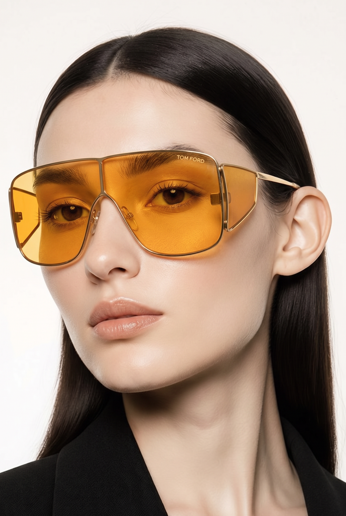 Tom Ford Sonnenbrille Spector FT0708-33E in Gold mit gelben Gläsern