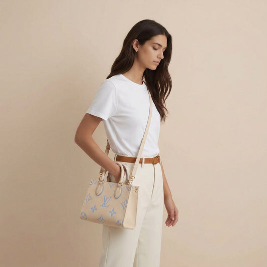 LOUIS VUITTON OnTheGo PM Empreinte Creme / Blue Giant Monogram