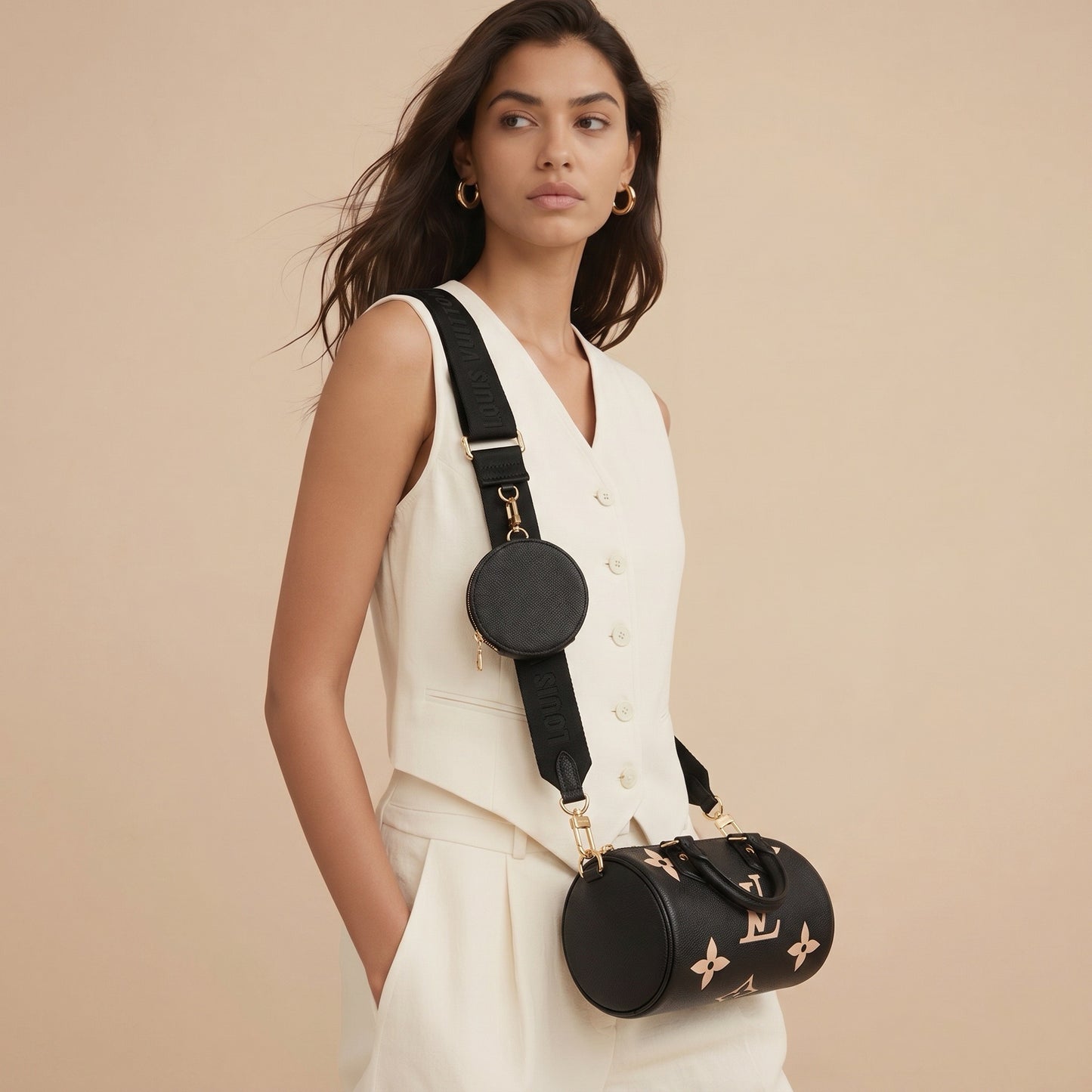 LOUIS VUITTON Papillon BB Monogram Schwarz/Creme Bicolor neuw.