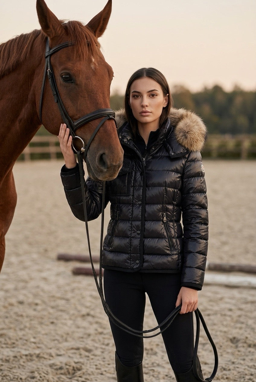 Moncler Armoise Daunenjacke schwarz Größe 3 XXL Pelz - entspr. Gr. 38/40 M