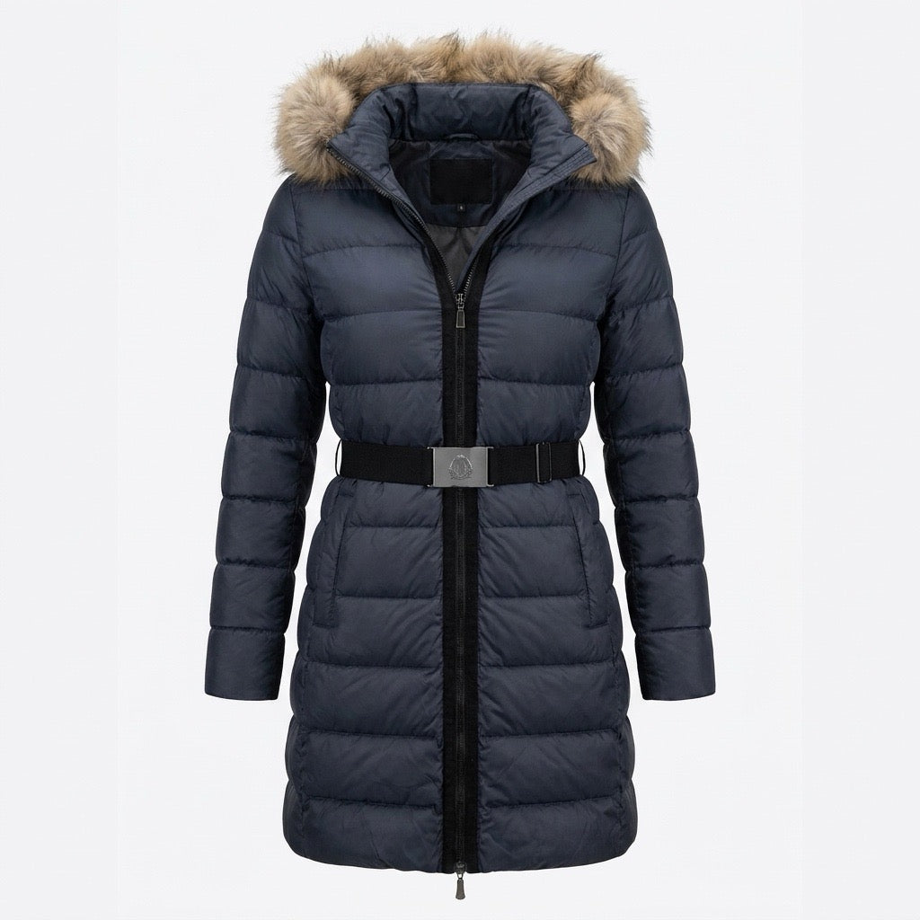 Moncler Nantesfur Daunenmantel mit Pelz schwarz Größe 0 - Gr. 34/36 bzw. XS/S
