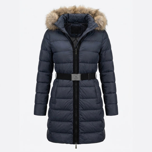 Moncler Nantesfur Daunenmantel mit Pelz schwarz Größe 0 - Gr. 34/36 bzw. XS/S