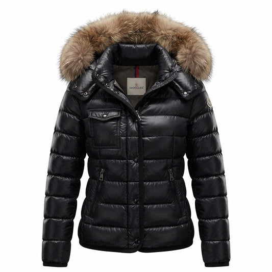 Moncler Armoise Daunenjacke schwarz Größe 1 XXL Pelz - entspr. Gr. 36 bzw. S