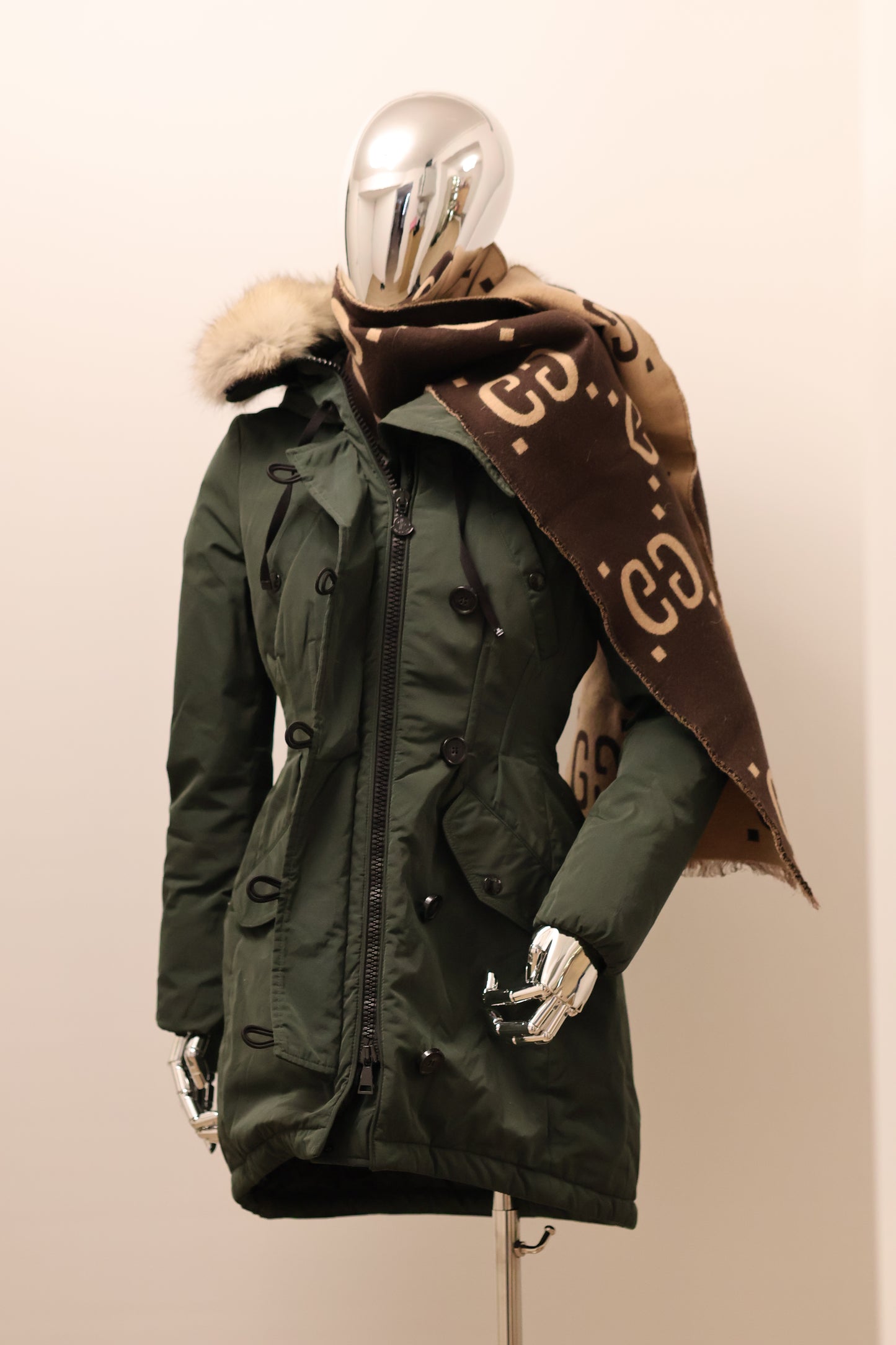 Gucci Monogram Schal Wolle GG Braun