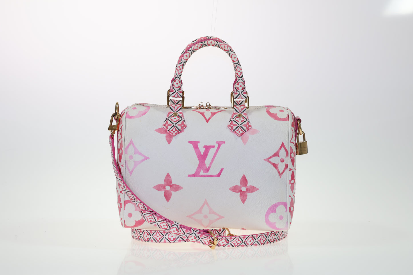 LOUIS VUITTON Speedy 25 Bandouliere Watercolor Pink