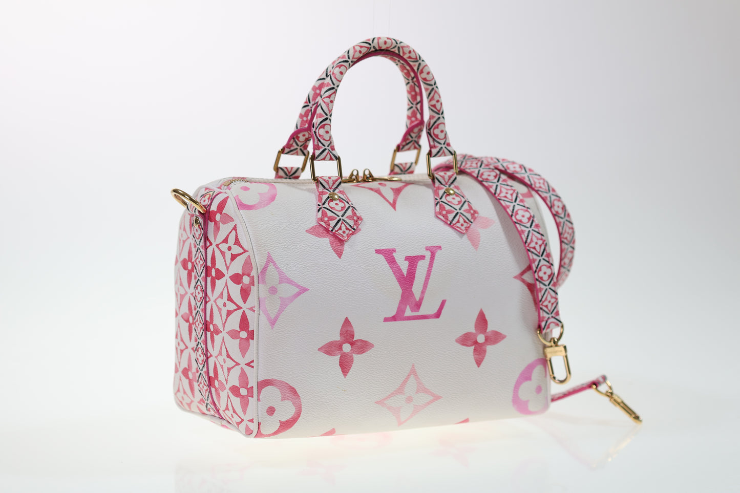 LOUIS VUITTON Speedy 25 Bandouliere Watercolor Pink