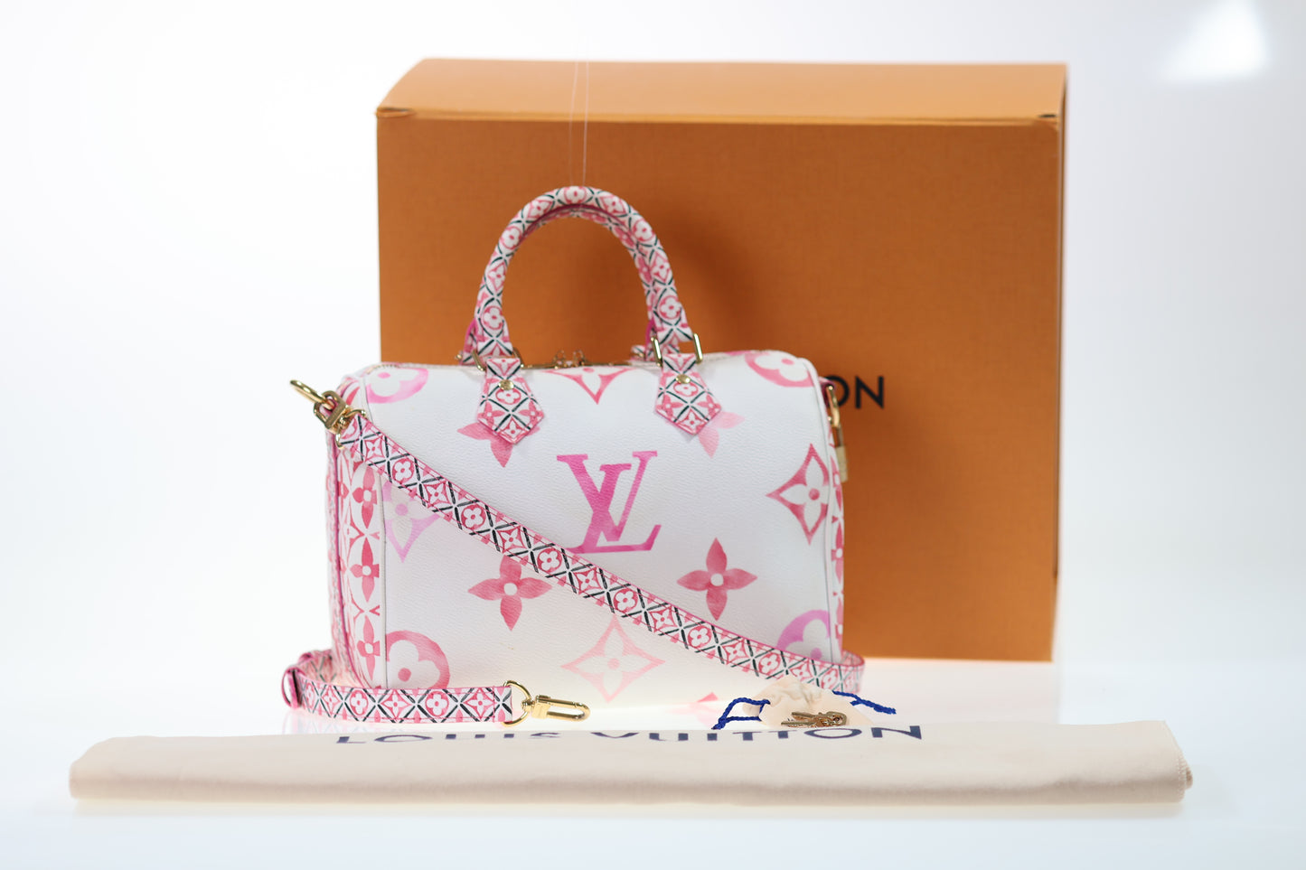 LOUIS VUITTON Speedy 25 Bandouliere Watercolor Pink