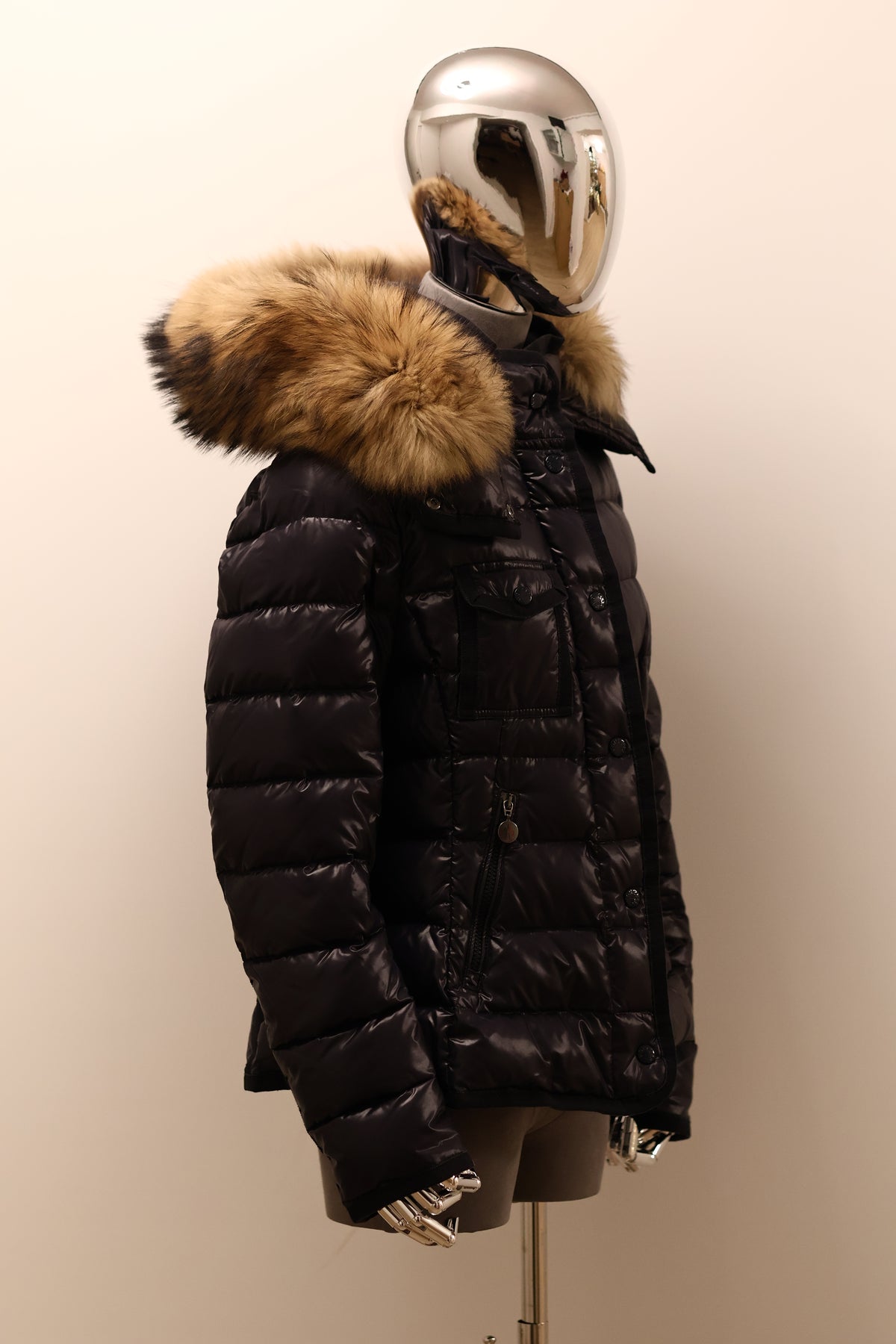 Moncler Armoise Daunenjacke schwarz Größe 3 XXL Pelz - entspr. Gr. 38/40 M