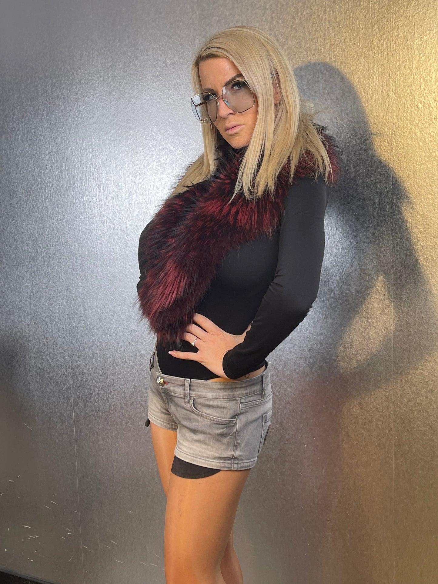SILVER FOX scarf stole 47 x 20 cm
