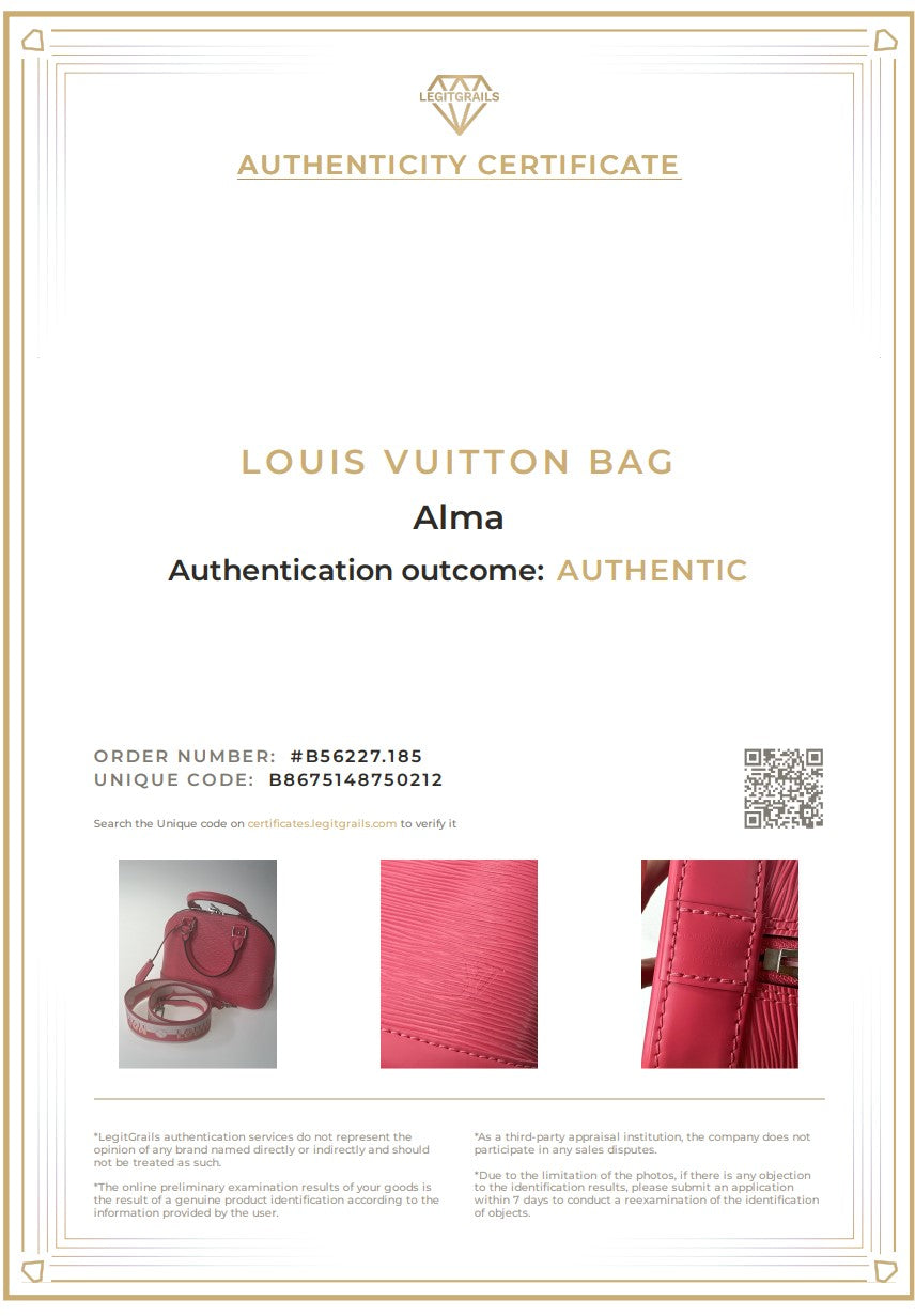 LOUIS VUITTON ALMA BB VERNIS Rose Blush M54704 - SPECIAL MODEL