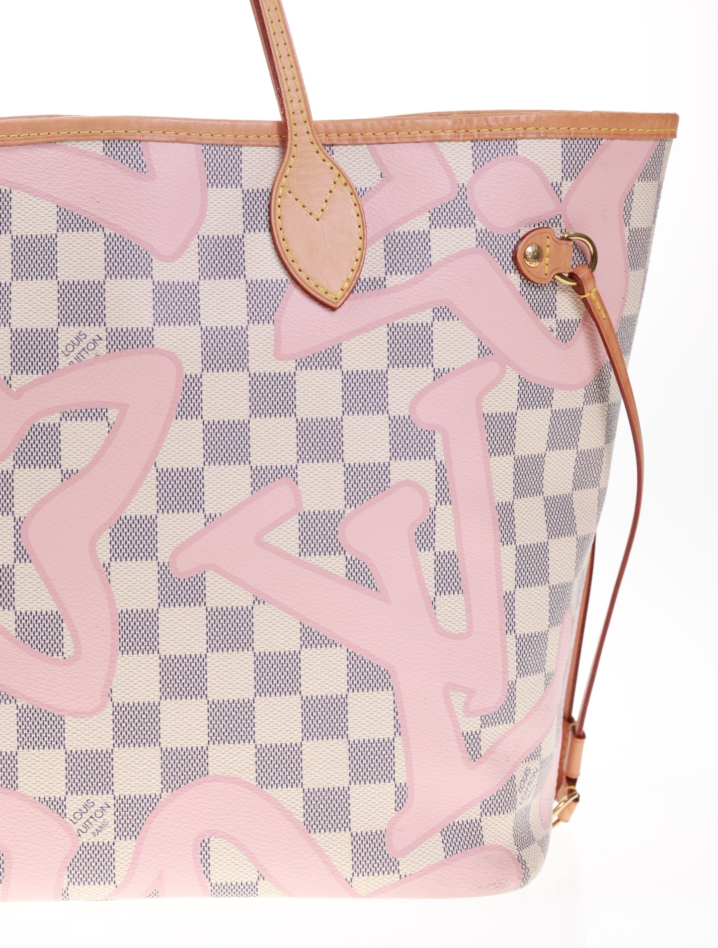 LOUIS VUITTON Neverfull MM Damier Azur Tahitienne Rose N41050
