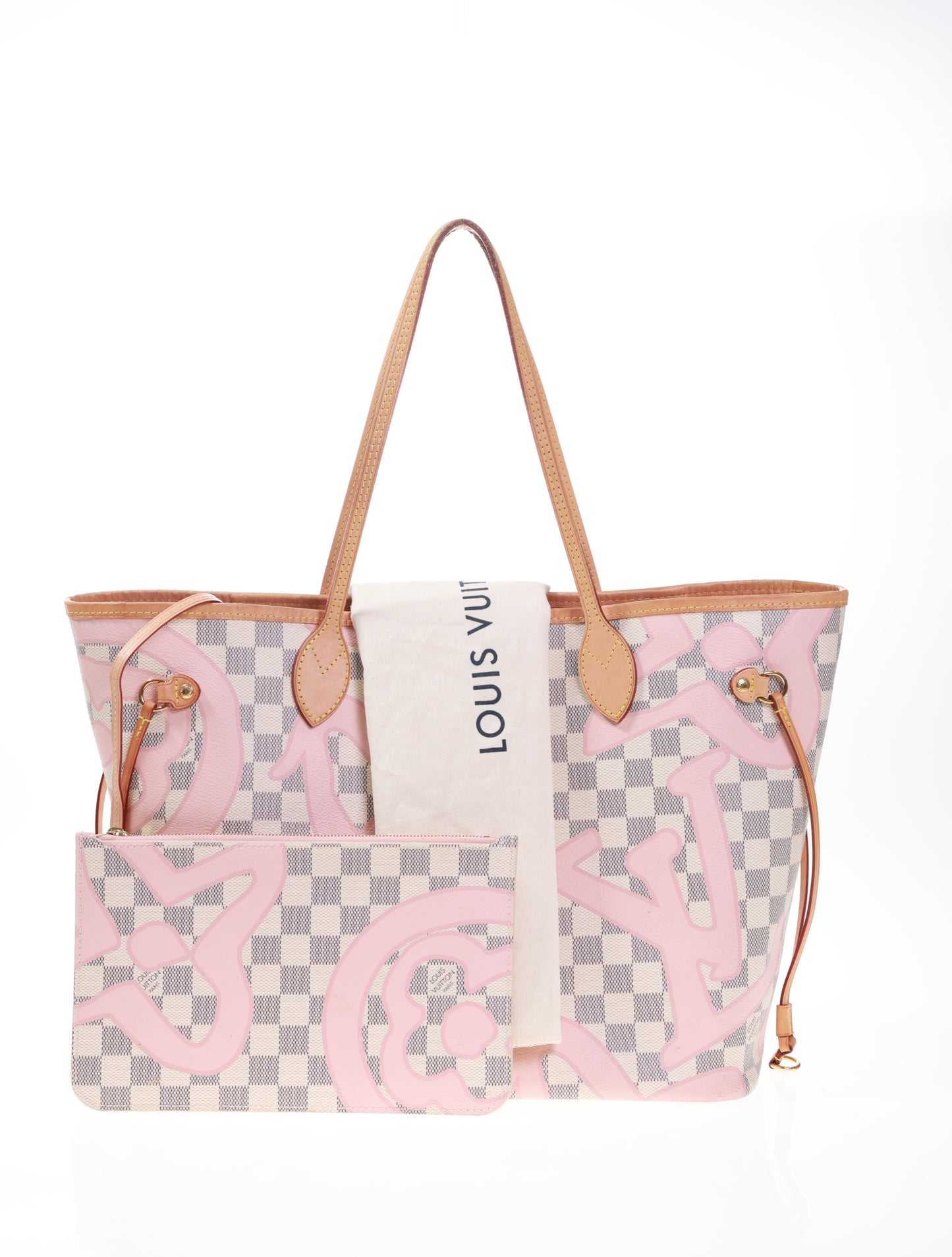 LOUIS VUITTON Neverfull MM Damier Azur Tahitienne Rose N41050