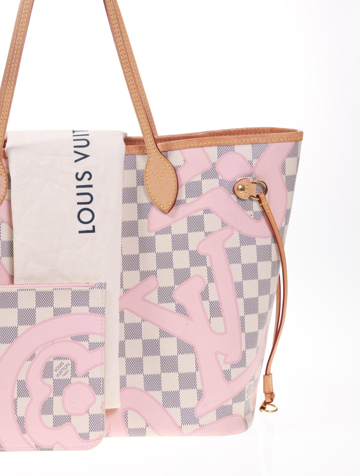LOUIS VUITTON Neverfull MM Damier Azur Tahitienne Rose N41050