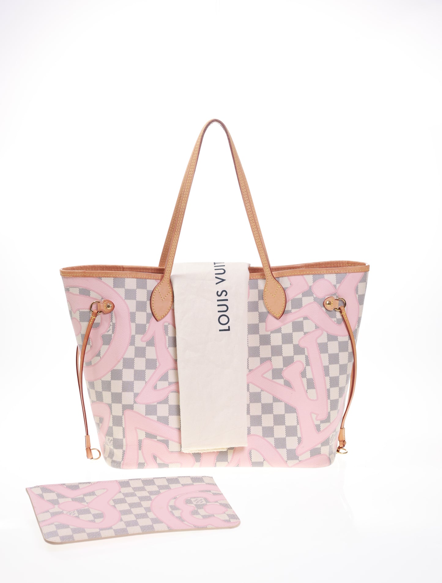 LOUIS VUITTON Neverfull MM Damier Azur Tahitienne Rose N41050