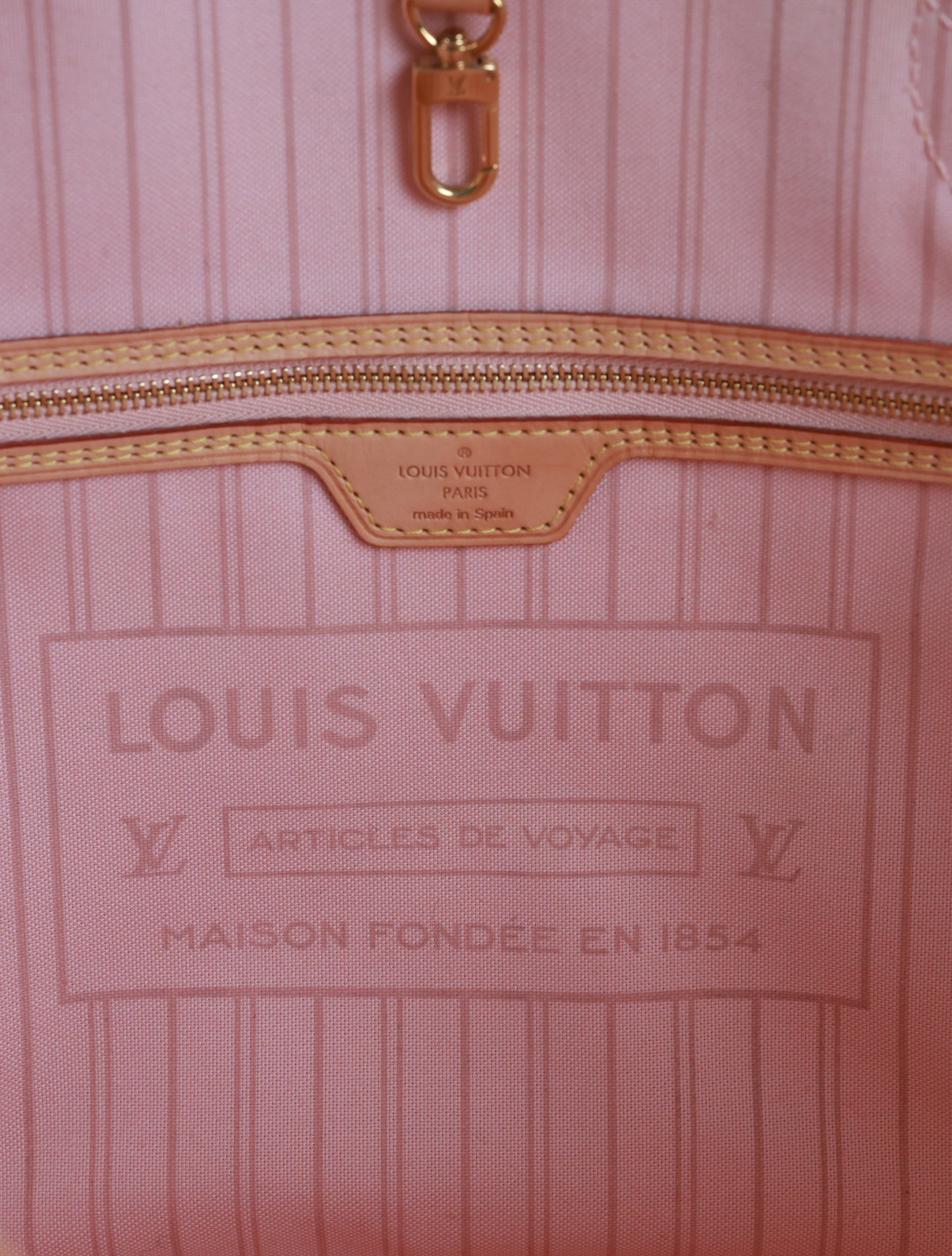 LOUIS VUITTON Neverfull MM Damier Azur Tahitienne Rose N41050